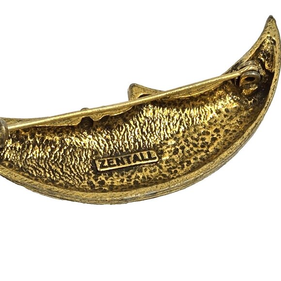 Vintage ZENTALL Man in the Moon Face Brooch - Picture 3 of 8